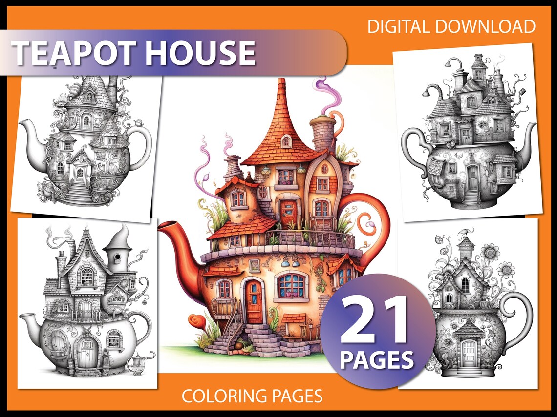 Teapot House Coloring Pages for Adult Coloring Page for Adults Teapot