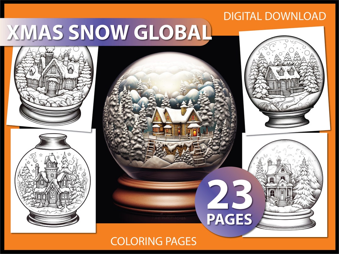 Christmas Snow Globe Adult Coloring Page Snow Global Coloring Page