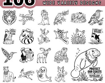 Conserve Wildlife SVG Bundle, Animal Conservation Clipart, Wildlife Protection PNG, Earth Day Craft, Cricut Laser Cut Files, Digital files