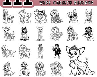 Dog Breed Fashion SVG Bundle, 111 Dog Designs for Cricut, Funny Dog Lover Shirt, Puppy PNG, PDF Laser Cut, Commercial Use, Digital file