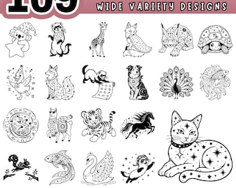 Zodiac Animals SVG Bundle, Astrology Clipart, Season Signs Cut Files for Cricut, Silhouette, Glowforge Laser Engraving, Digital Download