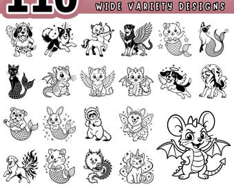 Mythical Pets Mashup SVG Bundle, 110 Fantasy Creatures Clipart, Cricut & Laser Cut Files, PDF PNG for Crafts, Cute pet svg, Digital Download