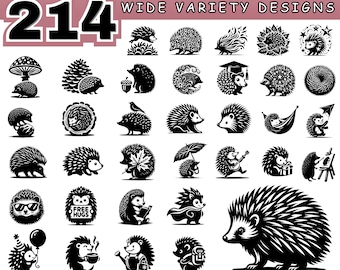 Cute Hedgehog SVG Bundle, Woodland Animal Silhouettes, Forest Hedgehog Scenes, Quill Stencils, Laser Cut Files, Cricut Cut Files, Wood Art