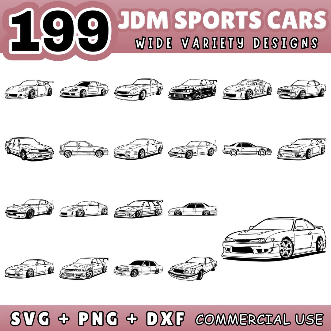 Svg Jdm Rim JDM Sports Car SVG Bundle, Japanese Tuner Silhouettes, Retro Drift ...