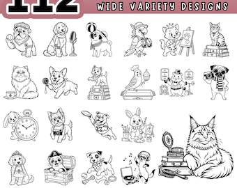 Retro Pet Hobbyist SVG Bundle, Vintage Animal Lover Cut File, Cricut Craft Clipart, Dog Cat Hobby Design, Laser Engraving PDF PNG, Digital