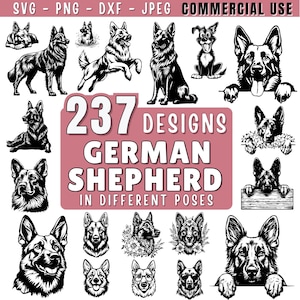 German Shepherd Dog SVG Bundle File, Dog pet lover, Dog Clipart for Cricut | Laser, Dog Graphics, png, jpeg SVG DXF Vector | Commercial use
