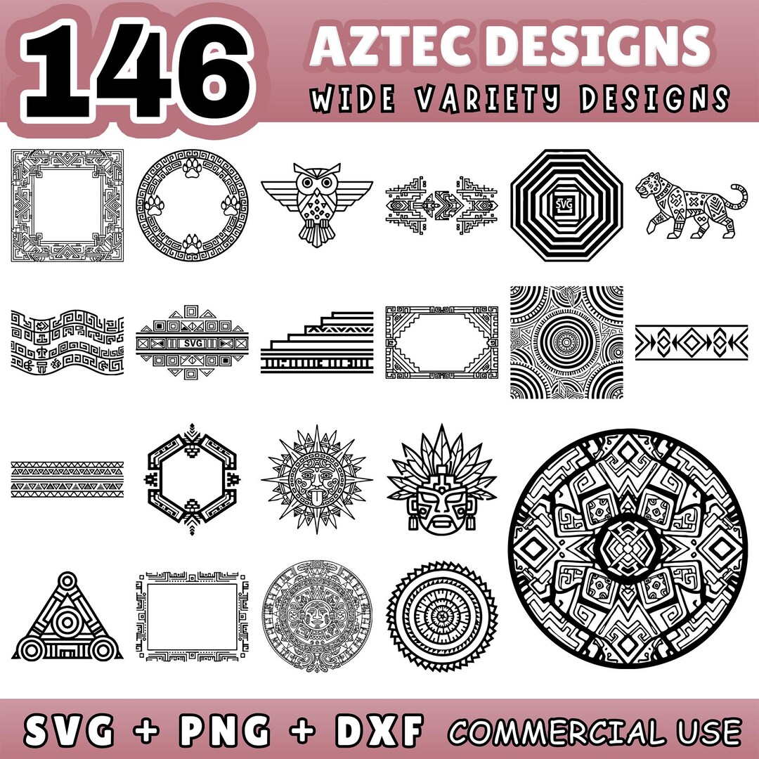 146 Aztec Designs Pattern SVG, Tribal Geometric Digital Paper, Vector ...