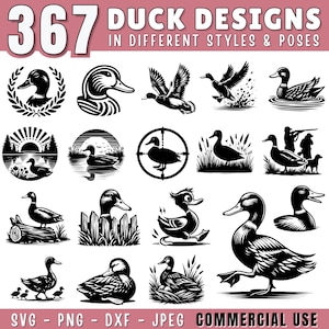 Duck SVG Bundle | Farm Duck Clipart | Rubber duck svg | Duck hunting svg | Duck Silhouette PNG DXF jpeg for Cricut & Laser | Commercial Use