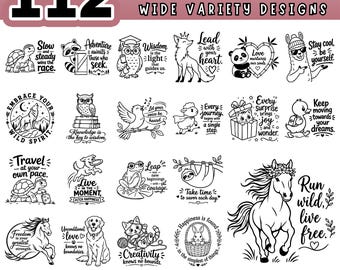 Animal Quotes SVG Bundle, Inspiration Sayings PNG, Motivational Wildlife Clipart, Cricut Cut Files, Laser Engraving Designs PDF, Digital