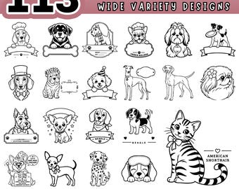 Personalized Pet SVG Bundle, Dog Cat Name Clipart, Custom Pet Portrait Cricut, Laser Cut File for Glowforge, Pet Lover Gift Digital Download