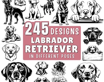 Labrador Retriever SVG Bundle File, Dog graphics, Dog Clipart for Cricut | Laser, High Quality Silhouette Graphics, png, jpeg SVG DXF Vector