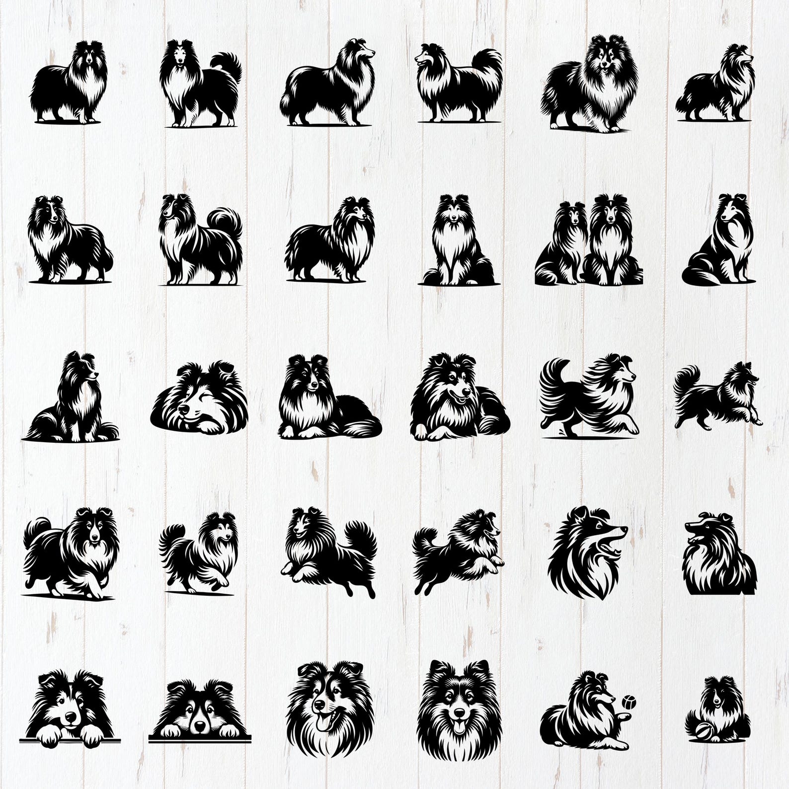 Sheltie Simple Image Shetland Sheepdog SVG Bundle | Cute & Peeking Sheltie Clipart | Sheltie ...