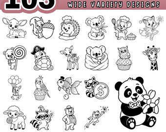 Cute Animal Nursery Bundle SVG, Baby Animal Clipart, Woodland Baby Shower PNG, Farm Animals Laser Cut PDF, Cricut Kids Decor