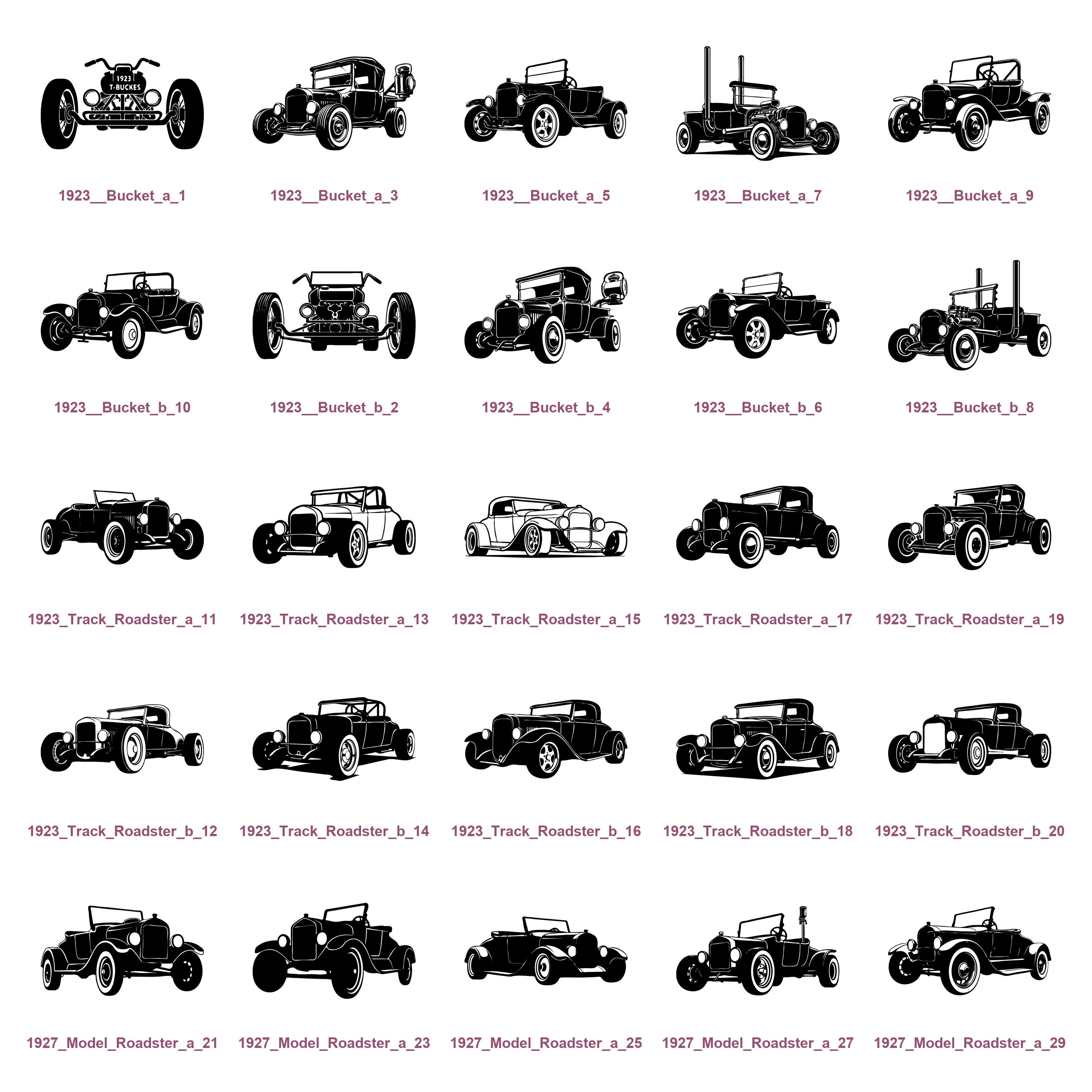 Rat Rod Rear Svg 200 Hot Rod & Custom SVG Bundle, Vintage Street Rod Silhouettes, Rat ...