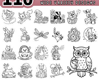 Fantasy Woodland SVG Bundle, Forest Animals Clipart, Gnome PNG, Cricut Cut Files, Laser Engraving PDF, Fairy Trees Digital download