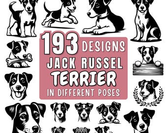 Jack Russell Terrier SVG Bundle | Peeking & Silhouette Jack Russell Clipart | Dog PNG DXF jpeg for Cricut and Laser | Commercial Use
