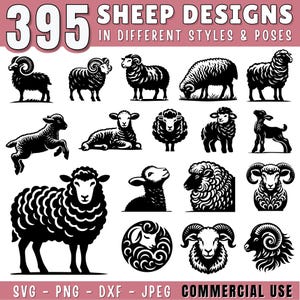 Sheep SVG Bundle | Cute Farm Sheep Clipart | Farm animals svg | Sheep Silhouette PNG DXF jpeg Files for Cricut & Laser | Commercial Use