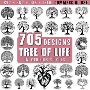 Tree of Life Bundle Design SVG Bundle, Spiritual Home Decor, Trees Clipart for Cricut | Laser, Tree Silhouette, Family Tree, Commercial Use