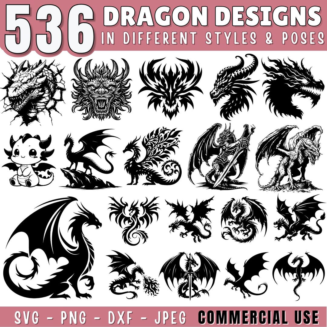 Dragon SVG Bundle, Dragon Clipart for Cricut & Cut File, Dragon ...
