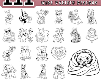 Animal Rescue SVG Bundle, Pet Adoption Shirt Design, Dog Cat Lover Cut File, Cricut & Laser Engraving, Animal love PNG Clipart, Digital file