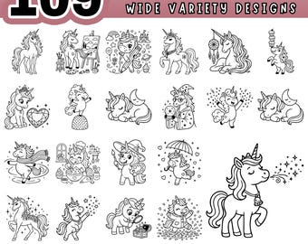 Magical Unicorn SVG Bundle, Cute Fantasy Clipart for Cricut, Laser Cut Unicorn Files, PDF PNG Stencil for Crafts & Shirts, Digital download