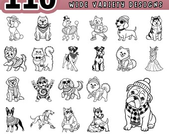 Stylish Pet Fashion SVG Bundle, Dog Cat Clothes Cut File, Pet Accessories Clipart, Cricut Silhouette Glowforge Laser Engraving Design, PNG