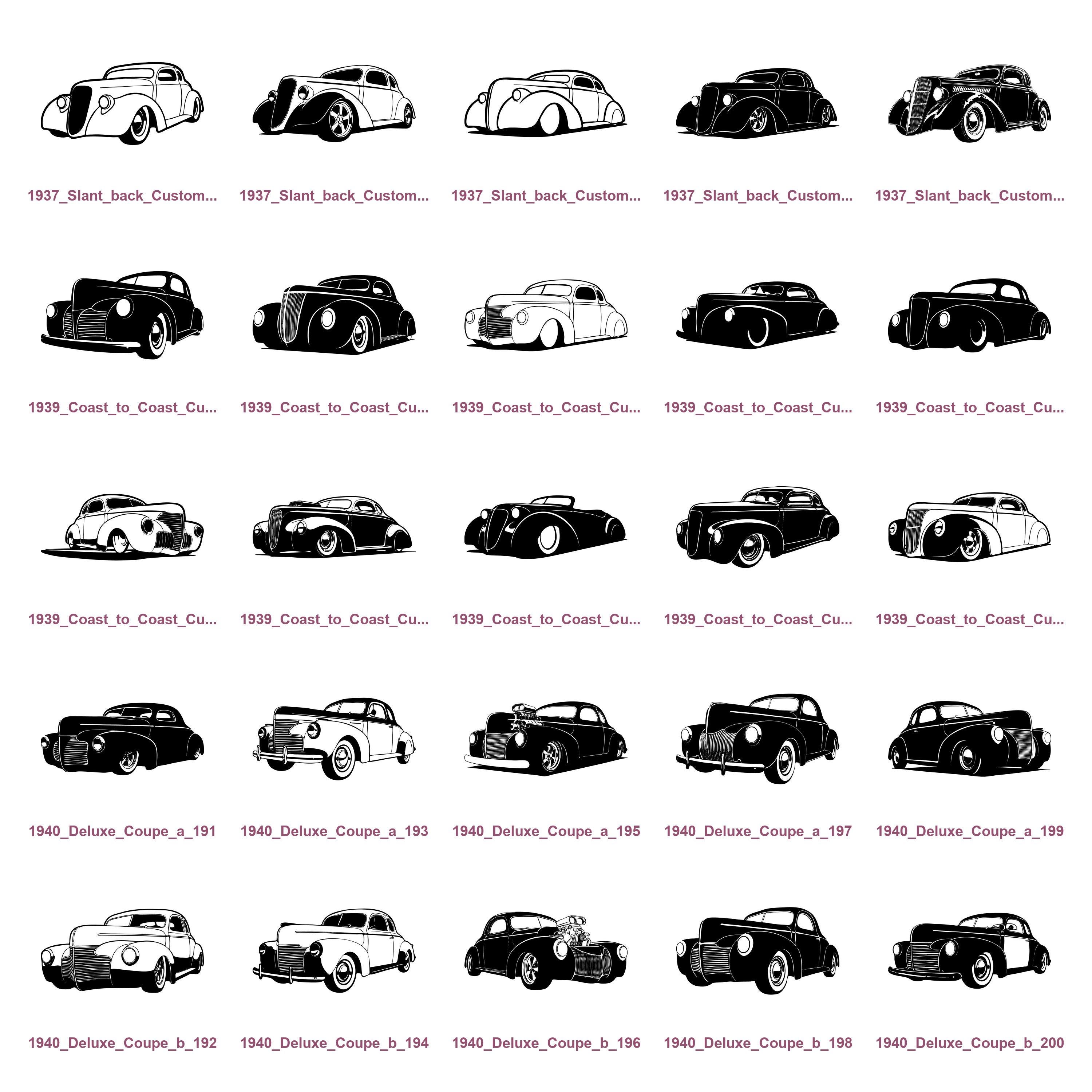 Rat Rod Rear Svg 200 Hot Rod & Custom SVG Bundle, Vintage Street Rod Silhouettes, Rat ...