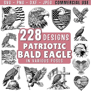American Flag Patriotic Eagle SVG Bundle, 4th of July SVG Bundle, United states eagle SVG, American Bald Eagle Sublimation, Commercial Use