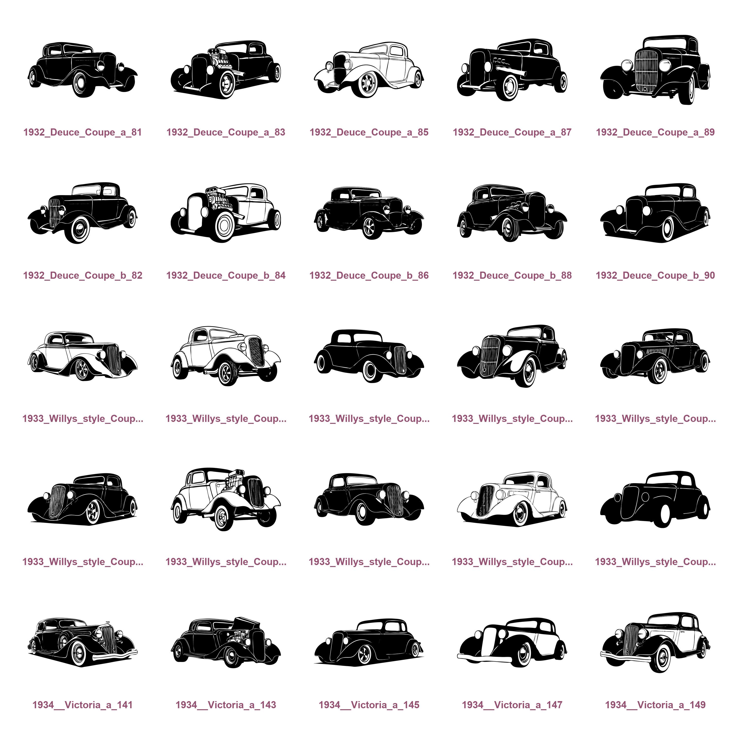 Rat Rod Rear Svg 200 Hot Rod & Custom SVG Bundle, Vintage Street Rod Silhouettes, Rat ...