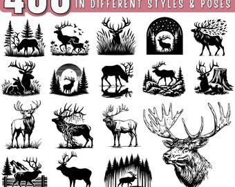 Elk Designs SVG Bundle File | Elk Bugle SVG | Elk Clipart cricut | Elk cut files | Elk Laser Engrave | png, jpeg, dxf, svg | Commercial Use