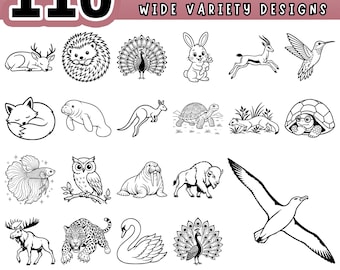 Nature Animals SVG Bundle, 110 Wildlife Cut Files for Cricut, Forest Woodland Clipart, Laser Engraving PDF PNG, Commercial use