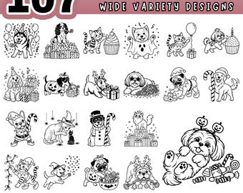 Holiday Pet Christmas SVG Bundle, Dog Cat Santa Costume Cut File, Funny Pet Event PNG PDF, Cricut Glowforge Crafts, Digital download