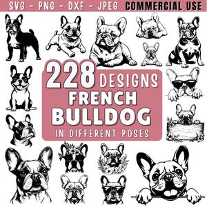 French Bulldog SVG Bundle File, Dog pet lover, Dog Clipart for Cricut Laser, Bulldog pet Silhouette Graphics, png, jpeg SVG DXF Vector file