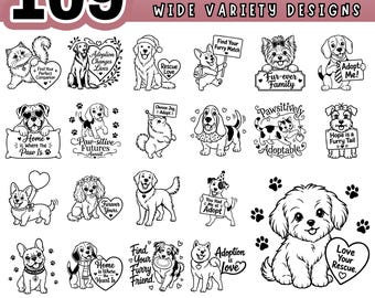 Pet Adoption Slogan SVG, Rescue Dog Cat PNG, Animal Shelter Awareness Clipart, Cricut Craft Bundle, Laser Engraving Design, Pet Lover Gift