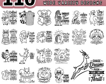 Animal Sayings SVG Bundle, Funny Farm Quotes PNG, Cricut Cut Files, PDF Laser Engraving, 110 Designs Digital Download, Commercial use