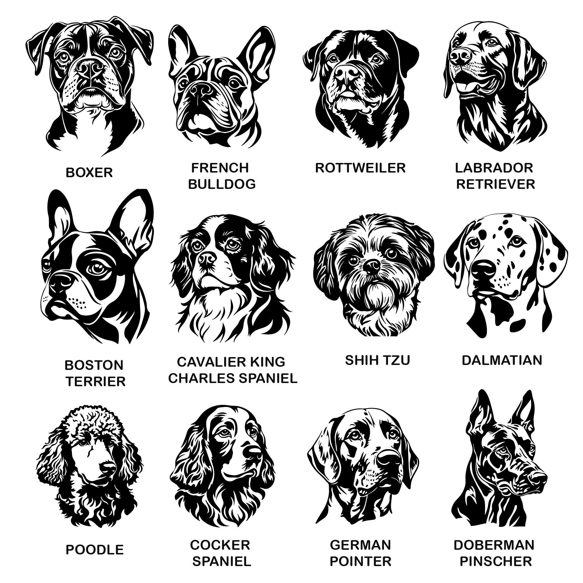 Dog Heads SVG Bundle File, All Breeds Collection, Dog Clipart for ...