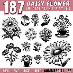 Daisy Flower svg bundle, Sweet Pea Flower clipart for cricut, Daisy Bouquet Flower cut files, April Birth Month Flower svg, Commercial use