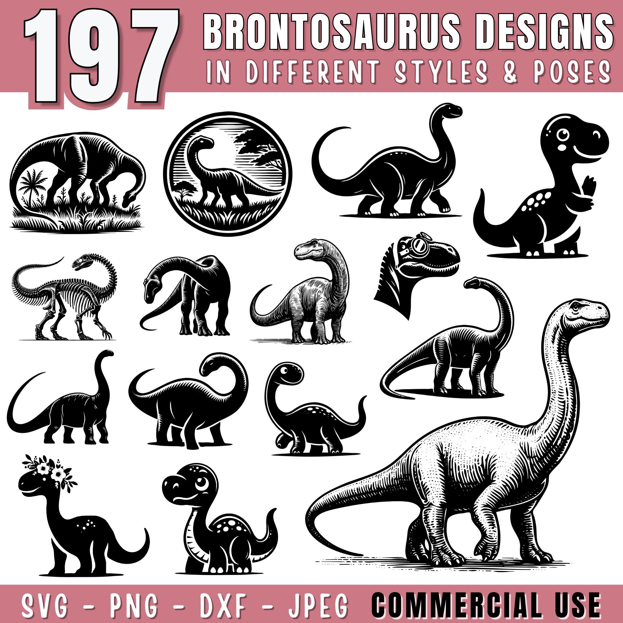 Brontosaurus SVG Bundle, Cute Brontosaurus Clipart, Jurrasic Svg ...