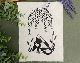 Linocut Relief Print, "Grace and Elegance" // Handprinted // Limited Edition