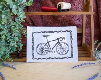Linocut Relief Print, "Bike" // Handprinted // Limited Edition