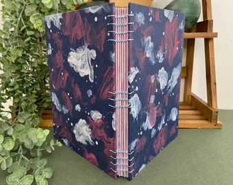 Sketchbook "Blue and Pink Clouds" // Coptic Stitch Binding // 7" x 9" // Handbound Sketchbook