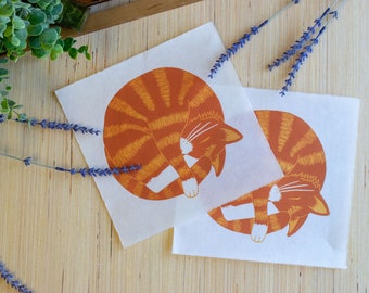 Linocut Relief Print, "Stripe Cat" // Handprinted // Limited Edition