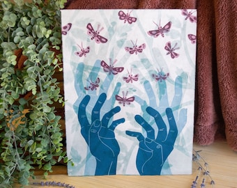 Linocut Relief Print, "Disassociate V1" // Handprinted // Limited Edition