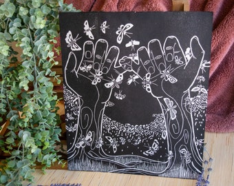 Woodcut Relief Print, "Personal Promise" // Handprinted // Limited Edition