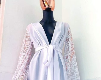 Bridal Floral Lace  Maxi Robe