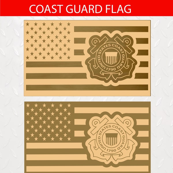 Laser Cut Layered Coast Guard Flag Military SVG, DXF Digital Download, Cut File for Diode Lasers Glowforge cut file XTool Atomstack Ortur
