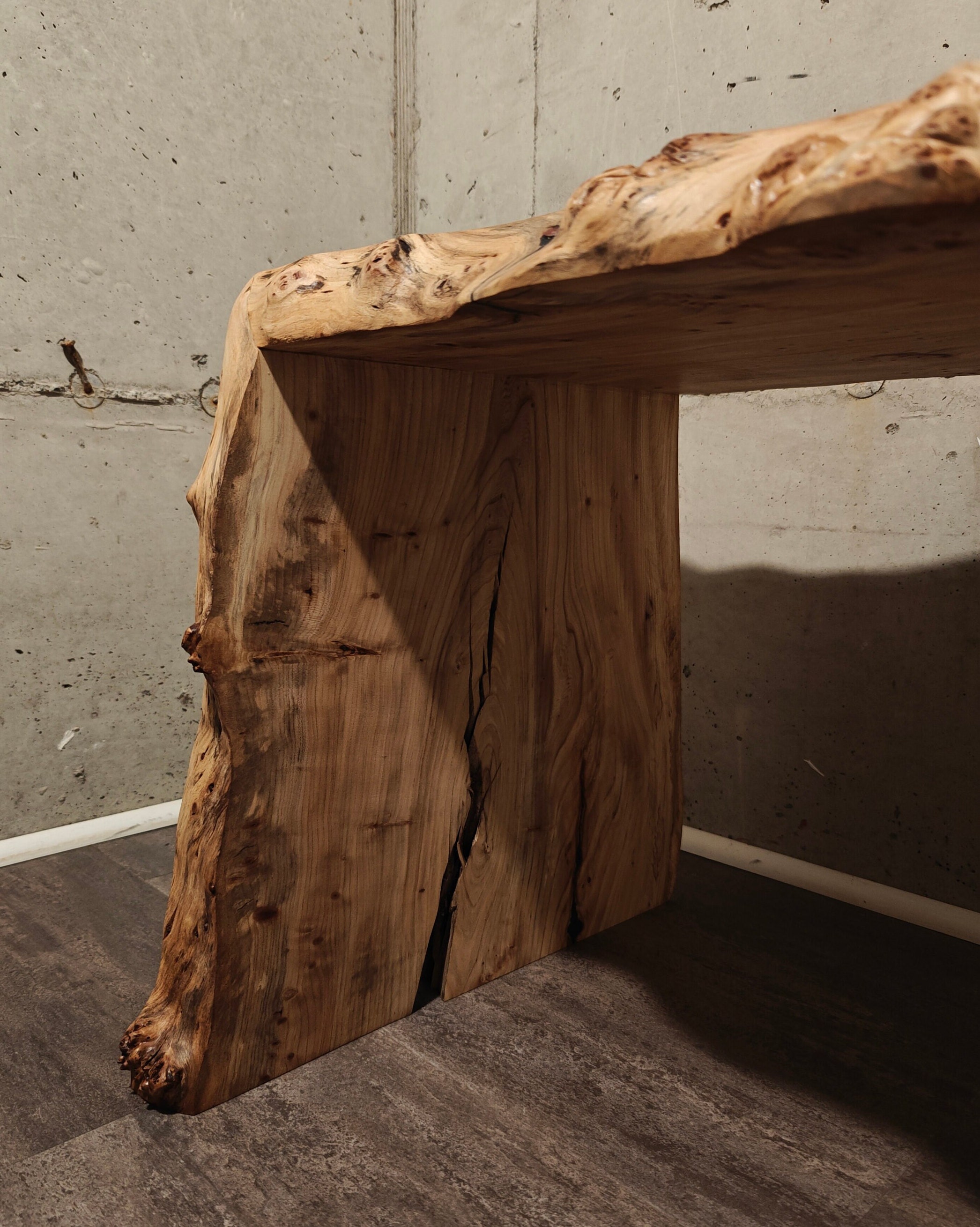 Custom Made Burl Bench Elm Burl Wood Bench Live Edge Bench Entry Way Bench Solid Wood Bench ...
