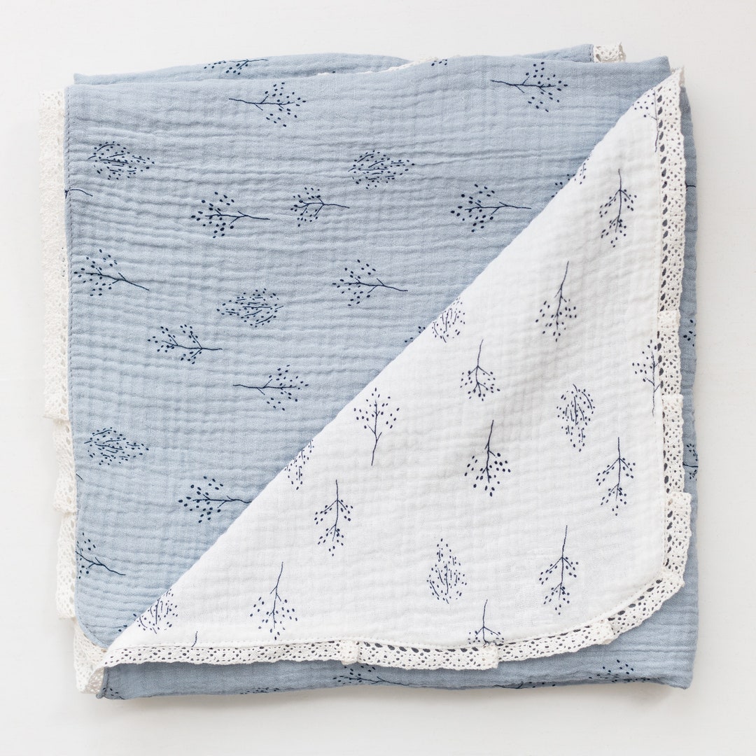 Keruidian Personalisierte Bio-Musselin Babydecke - Weiche Wickeldecke Mit Stickerei