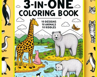 Entire VOLUME #1, MELLOW YELLOW Riddle Book Coloring Collection! 10 Downloadable Design, Riddle, & Animal Coloring Pages for All Occasions!