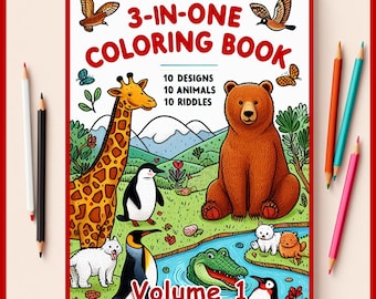 Entire VOLUME #1, RED DAWN Riddle Book Coloring Collection! 10 Downloadable Design, Riddle, & Animal Coloring Pages for the Whole Family!